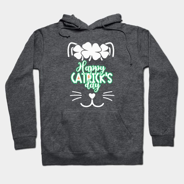 Happy St Catrick's Day | Cute Cat Face Hoodie by WebStarCreative